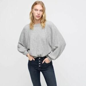 J.Crew Crewneck Gathered Wool Alpaca Blend Sweater in Supersoft Yarn Size Large